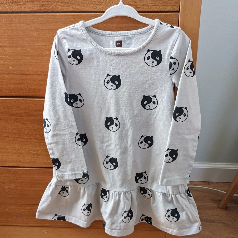 Tea Collection Yin & Yang Panda Long-Sleeved Dress, size 4